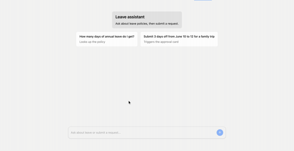Tool approval card with approve and reject buttons